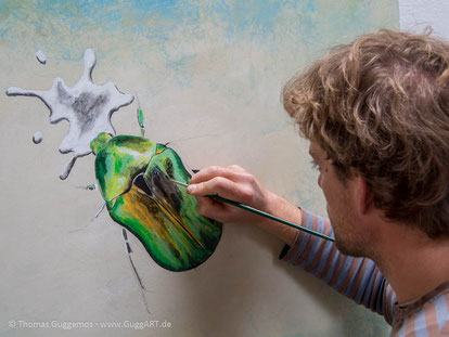 realistisch malen mit Acryl - Der schimmernde Käfer, Bild 3