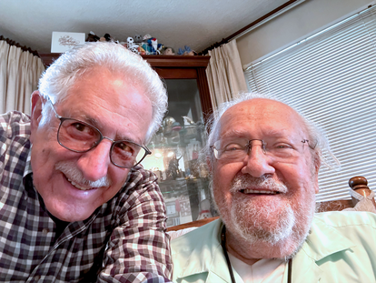 When Ken Germain (left) volunteered to help isolated Jewish older adults, he never expected to meet someone as dynamic and interesting as Len Mitzman (right).
