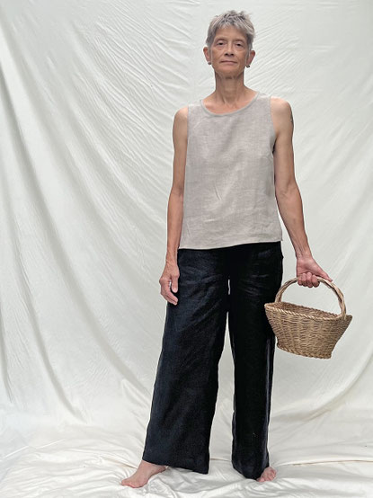 MARLENEHOSE LEINEN / schwarz