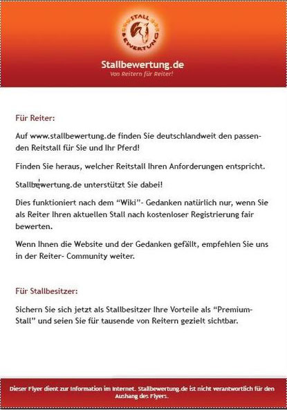 Flyer downloadbar auf www.stallbewertung.de