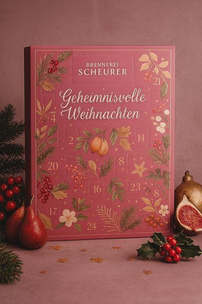 Adventskalender der Obstbrennerei Scheurer (Symbolbild, KI-generiert))