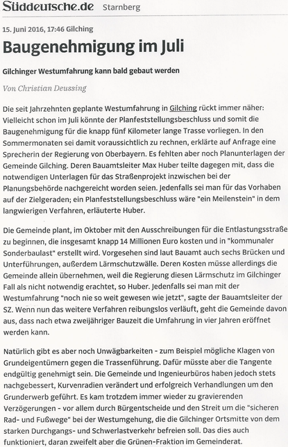 15.06.2016 Artikel Süddeutsche Zeitung