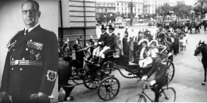        Als SS - Angehöriger und mit einer Kalesche zur "Casa Rosada". 