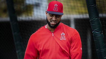 Nella foto Jo Adell il miglior prospetto degli Angels (Gina Ferazzi / Los Angeles Times)