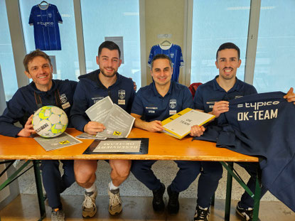 Das OK-Team (v. l. Dalibor Martinovic, Fabio Feldkircher, Aydin Akdeniz, Robin Lhotzky) war mit dem NW-Hallenturnier rundum zufrieden.
