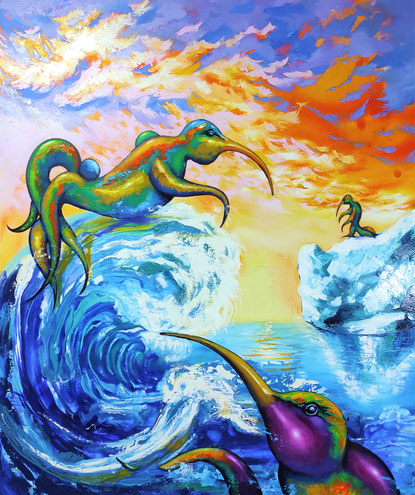 "Im Meer ist das Leben schmackhafter"   100x120cm