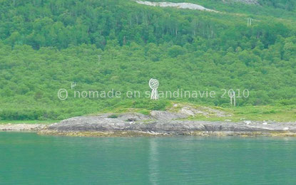 Comme au Cap Nord, un globe terrestre marque le cercle polaire.