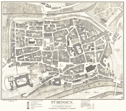 Katasterplan von Tübingen im Jahr 1819 mit der Judengasse.*