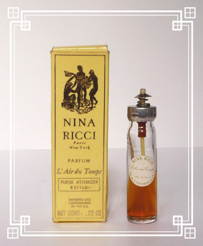 L'AIR DU TEMPS - RECHARGE POUR VAPORISATEUR DE SAC - PARFUM 6 ML - FABRICATION SPECIALE POUR LES U.S.A. - JACQUELINE COCHRAN