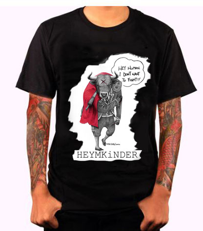Schwarzes Herren T-Shirt mit weißem Stier als Motiv aus 100%Bio-Baumwolle von Heymkinder Tierschutz