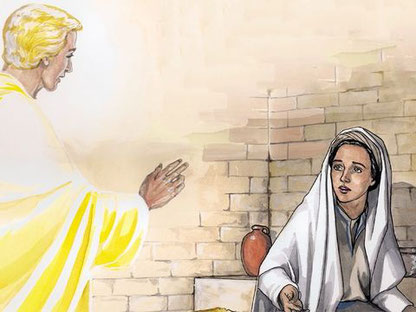 C'est l'ange Gabriel qui est venu prévenir Marie qu'elle allait donner naissance à Jésus :«Je te salue, toi à qui une grâce a été faite, le Seigneur est avec toi. Tu es bénie parmi les femmes.