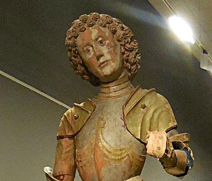 Saint Georges, détail de polychromie lacunaire / Musée Abbeville