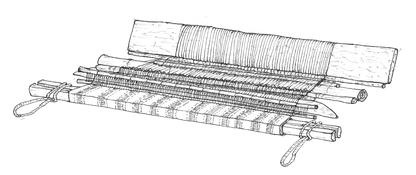 A ready installed warp on a warp board of the Baduy/Kanekes loom