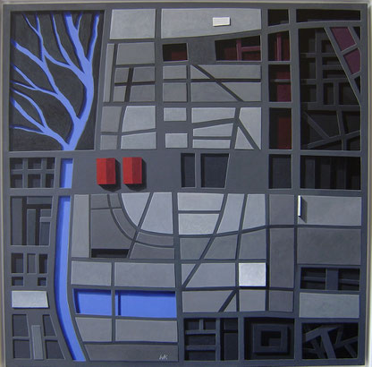 Grabungen, 2009, 120/120 cm, Acryl auf Leinwand