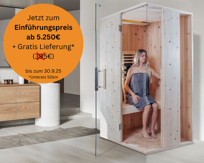 Zirben-Infrarotkabine mit Seiteneinstieg für 1 Person