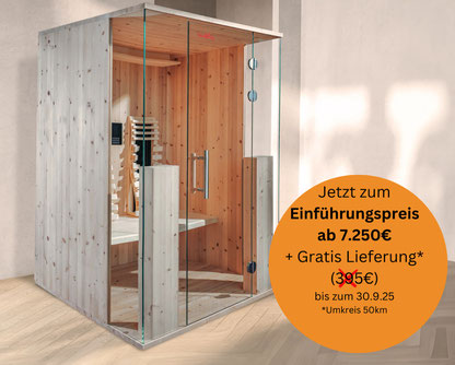 Zirben-Infrarotkabine mit Seiten - oder Fronteinstieg für 2 Personen
