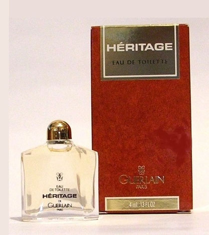HERITAGE - EAU DE TOILETTE POUR HOMME 4 ML : UNE DES PREMIERES BOÎTES UTILISEES POUR CETTE FRAGRANCE