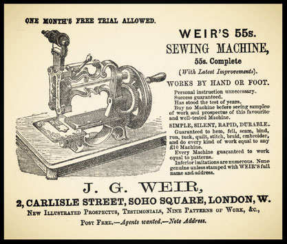 1871 - WEIR'S 55s. Sewing Machine