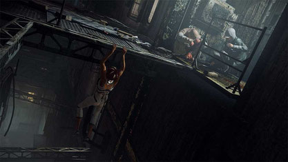 Living on the Edge: Nilin will klettern wie Lara Croft, ist dabei allerdings merklich steifer und eingeschränkter.