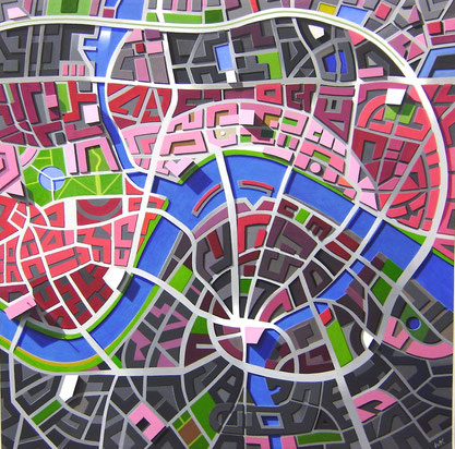 Hauptstadt, 2009, 120/120 cm, Acryl auf Leinwand