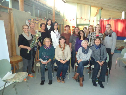 Workshop im Kindergarten Eggenfelden mit Evelyn Löhr (ganz links)