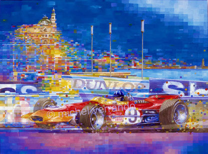 graham hill automotive art f1 painting art automobile lotus 49 grand prix monaco