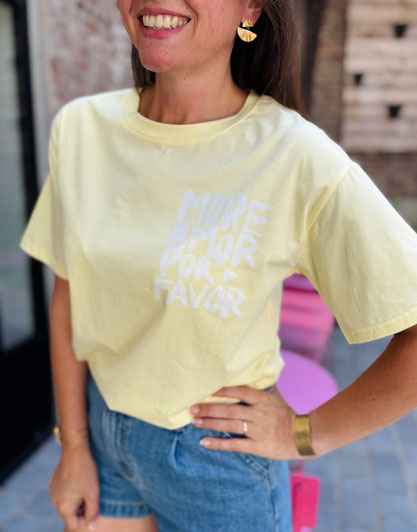 VETEMENT FEMME TEE-SHIRT MORE AMOR JAUNE EMMA & ELLA