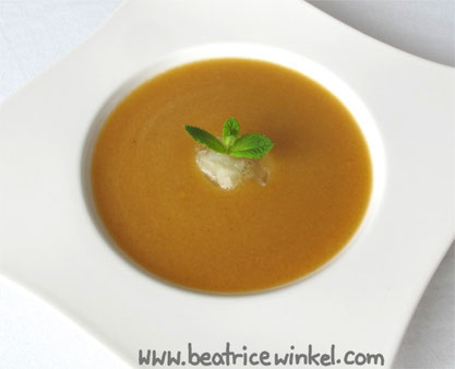 Beatrice Winkel - cold peach soup with lemon sorbet