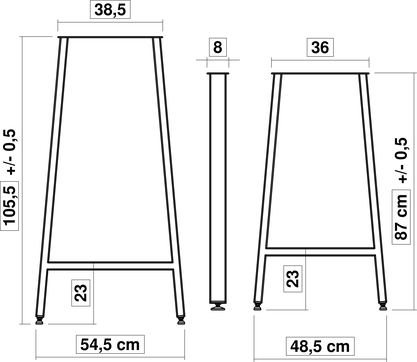 Dimensions pied de table haute AtYa