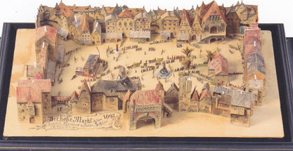 Vienna Hoher Markt in 1692 with the old fountain house of Hernals water pipe ( wooden model in Prater Museum)