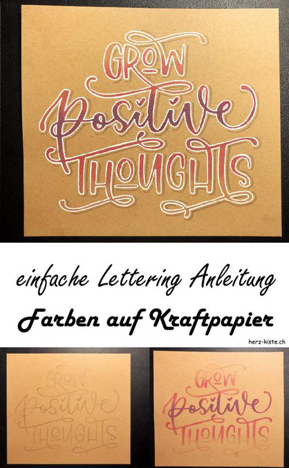 einfache Schritt für Schritt Anleitung: So gestaltest du ein farbiges Lettering auf Kraftpapier, auch mit hellen Farben! Werde kreativ und gestalte selber ein wunderbares Lettering mit dieser einfachen Anleitung.