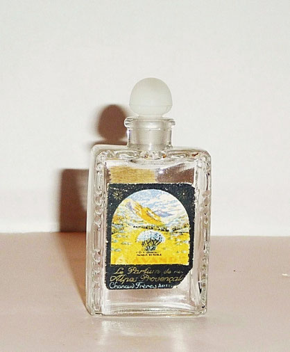 CHANAUD FRERES - LE PARFUM DE NOS ALPES PROVENCALES :  ANCIENNE MINIATUE AVEC BOUCHON EN VERRE