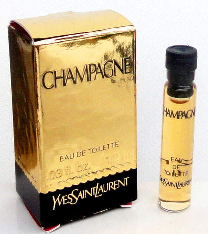 1) CHAMPAGNE - RARE ECHANTILLON-TUBE : EAU DE TOILETTE 1,2 ML, MARQUE CHAMPAGNE