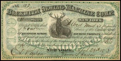 Beckwith S.M. Company - Shares - New York - April 29 th 1873