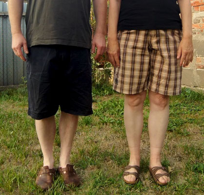 My husband and I with second-hand shorts. © Griselka 2020