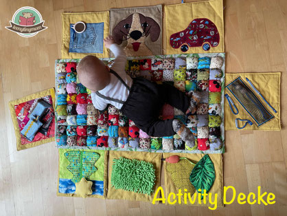 Spieldecke, Krabbeldecke, Nähanleitung, Tipps, Mobilität, Ansporn für Babys, Krabbelkind, Activity Decke