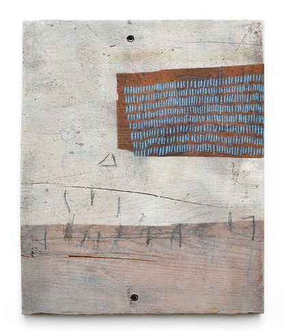 Plank No. 2, acrylic & drawing media on 3/4" reclaimed pine, 12"x 10". Sold
