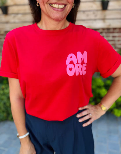 VETEMENT FEMME TEE-SHIRT ROUGE ET ROSE AMORE MUSYMUSE