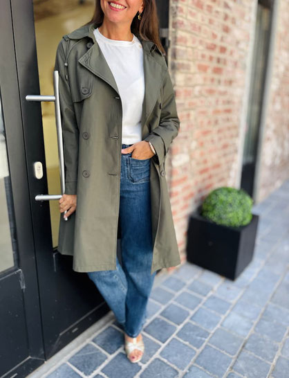VETEMENT FEMME TRENCH LAURA JO COULEUR KAKI CAPUCHE AMOVIBLE