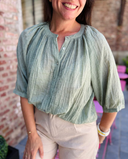 VETEMENT FEMME BLOUSE D'ÉTÉ KAKI YCOO
