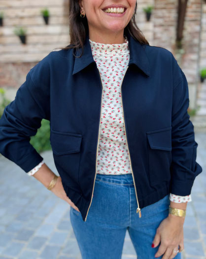VETEMENT FEMME VESTE PRINTEMPS BLEUE MARINE MAJOLICA