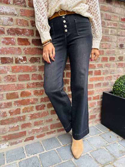 VETEMENT FEMME JEAN COUPE FLARE GRIS ANTHRACITE CHARLIOR