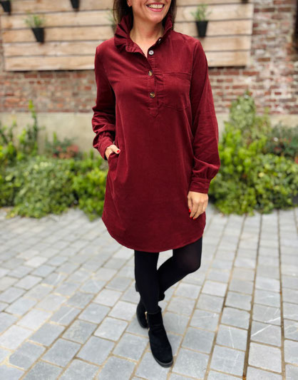VETEMENT FEMME ROBE VELOURS BORDEAUX CHARLIOR
