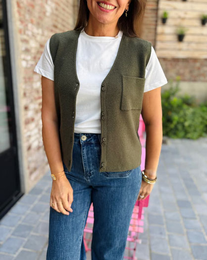 VETEMENT FEMME GILET SANS MANCHES KAKI MAJOLICA