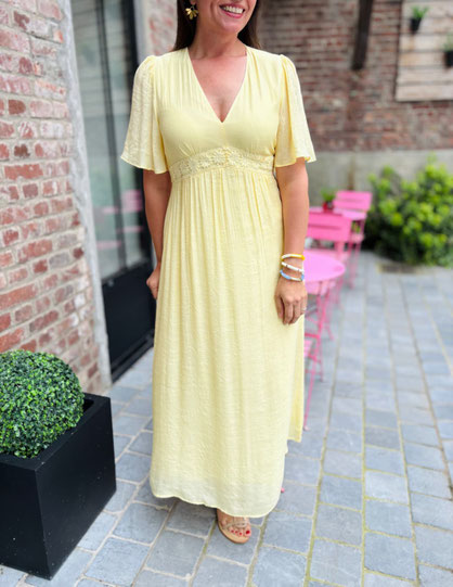 VETEMENT FEMME ROBE LONGUE JAUNE ÉTÉ MAJOLICA
