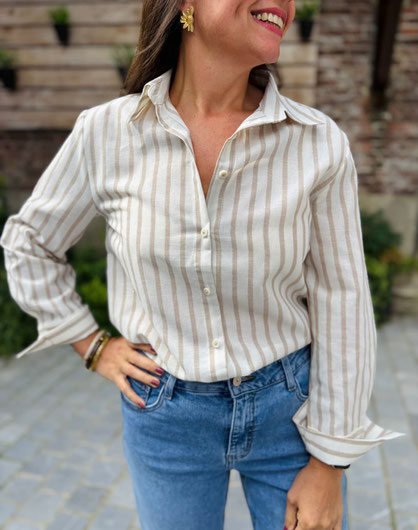 VETEMENT FEMME CHEMISE BEIGE ET TAUPE DORÉE IN APRIL 1986