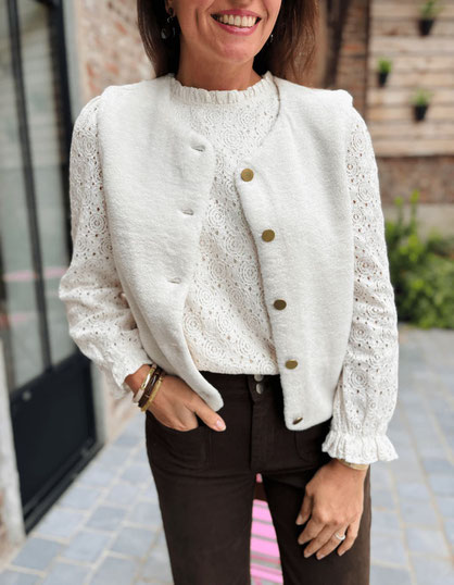VETEMENT FEMME GILET SANS MANCHES TOUT DOUX BLANC MAJOLICA