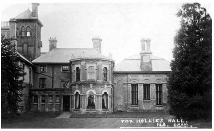 Fox Hollies Hall c1905 - Image courtesy of Acocks Green History Society website: use permitted for non-commercial or educational purposes.