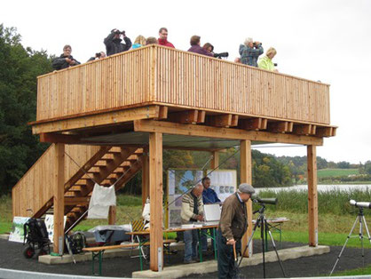 Unsere Aussichtsplattform am Goldbergsee (c) Annette Beuerlein