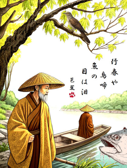 掛軸　作者不詳　『けふ斗り人もとしよれ初時雨』（芭蕉）　人物 掛軸 作者不詳 『けふ斗り人もとしよれ初時雨』（芭蕉） 人物